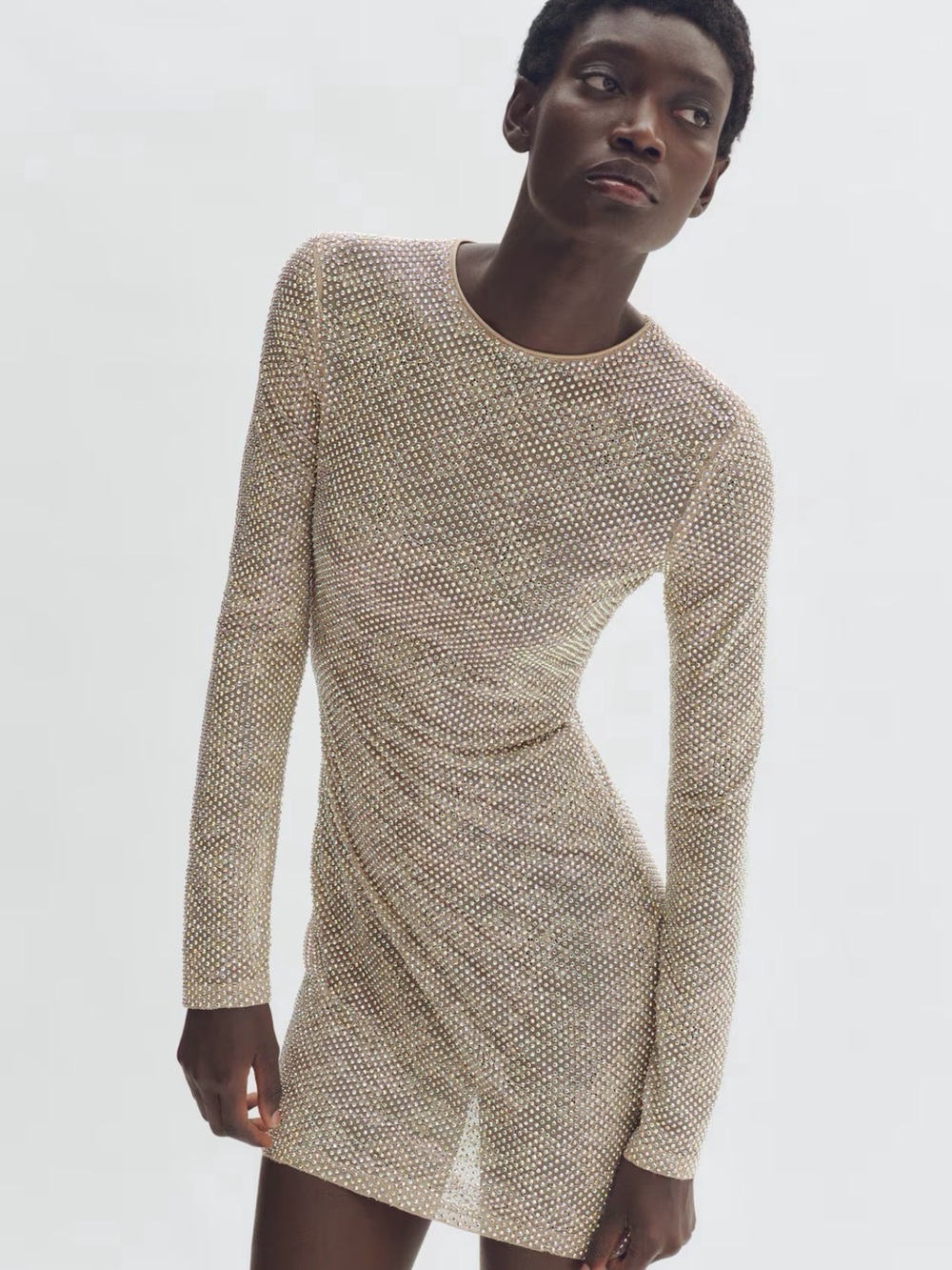 Stella McCartney x HM SOLD OUT Sparkling Champagne-Beige Long-Sleeve Mini Dress